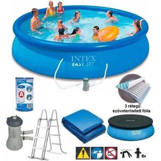 Надуваем басейн с филтрация INTEX Easy Set, 457 х 107 см.